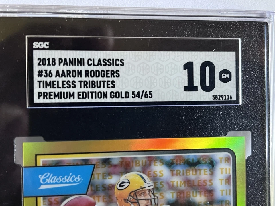 2018 Classics Aaron Rodgers #36 Timeless Tributes Premium Gold /65 SGC 10 - Image 3 of 4