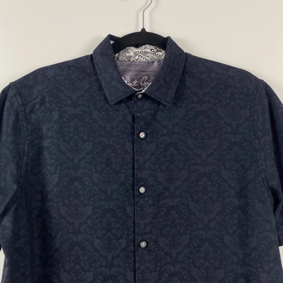 Рубашка на пуговицах Robert Graham мужская маленькая синяя с цветочным кружевным принтом короткий рукав - Изображение 2 из 4