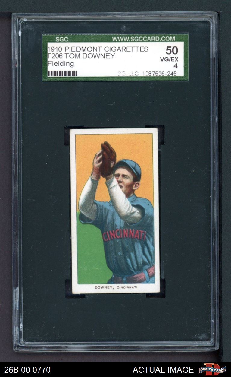 1909 T206 Tom Downey Fielding Reds VARIATION SGC 4 - VG/EX