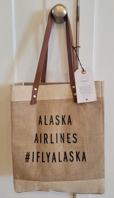 NEW WITH TAGS Apolis GLOBAL CITIZEN Alaska Airlines BURLAP Tote Bag #IFlyAlaska