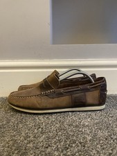 Barbour Keel Men's Boat Shoes Brown Nubuck Penny Loafer Deck Shoes Size UK 9