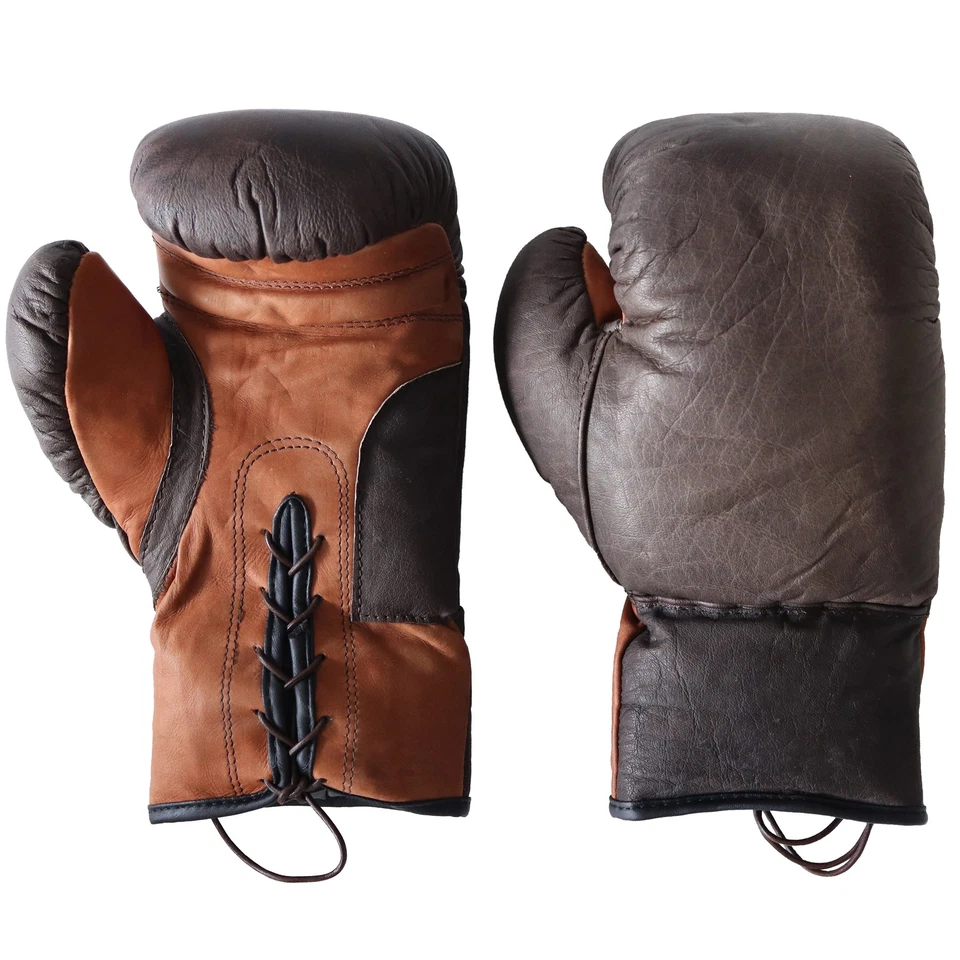 Boxhandschuhe 12 oz – Echtleder, handgefertigt, Retro Vintage Look, zweifarbig - Bild 2 von 3