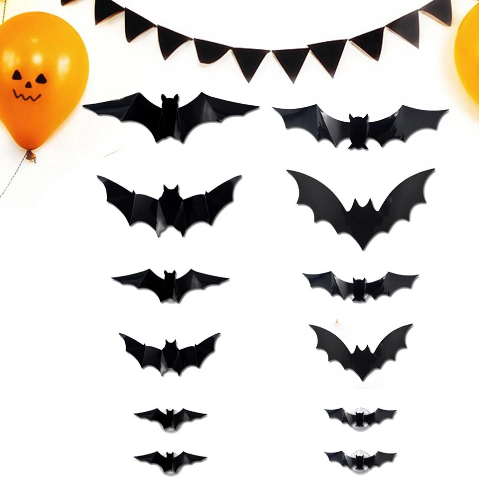 2025 New Halloween 3D Purple Lighted Bats Hanging Wall Luminous Glow Clings Set - Image 3 of 4