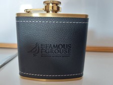 The Famous Grouse Scotch Whisky Hip Flask Lether Gold Finish
