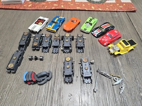 7 Vintage Slot Car Lot HO Aurora T Jet Mustang 32 Ford Truck Camaro Cheetah Etc