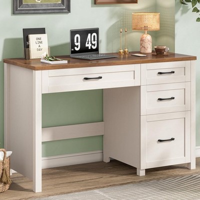 47in Farmhouse Desk Executive Desk File Drawer Storage Drawer Computer Desk Home