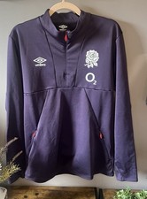 Umbro England Rugby O2 1/4 Zip Training Top Mens Large Navy Rugby Union 22&rdquo; P2P