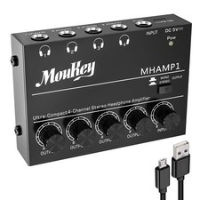 Headphone Amp Amplifier 4 Channels Metal Ster...