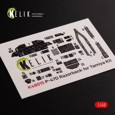 Reskit K48015 1/48 P-47D Razorback Innenraum 3D Abziehbilder Für Tamiya Bausatz