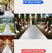 Silver Sequin Aisle Runner 4 Ft x 20 Ft 3mm Sparkly Wedding Carpet for Prom