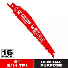 6 In. 8/14 TPI Demo Demon Bi-Metal Reciprocating Saw Blades for General Purpose