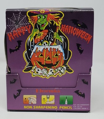 BENSIA HAPPY HALLOWEEN Non-Sharpening Pencils New Old Stock Box of 50 Glitter