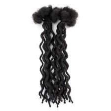 10 in 10 Strands Curly Dreadlock Extensions Human Hair 0.4cm Width Natural Black