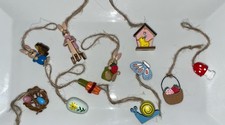 Wooden Easter Tree Hand Painted Ornaments Decorative Figurines Set Of 11