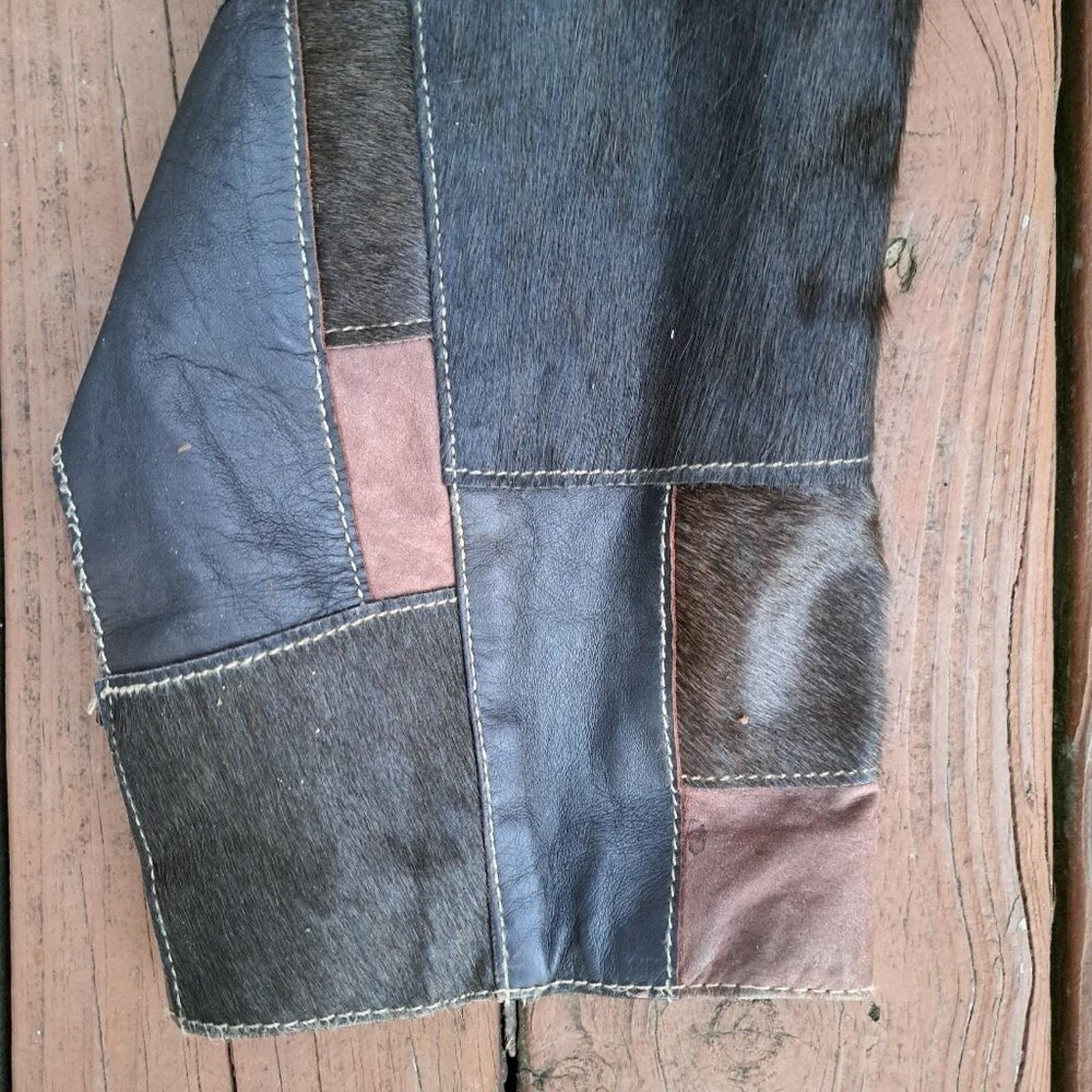 Vintage Davoucci Jacket Leather Patchwork Men Bro… - image 14