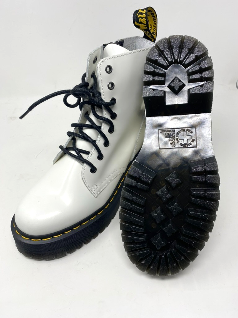 Dr. Martens Jadon Quad Platform Boots White Leather Lace-Up Zip