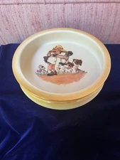 Vintage 1950's Childs Feeding Dish Bowl Porcelain/Ceramic Orange Luster
