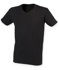 Famous Brand Mens V-Neck T-Shirt  BLACK