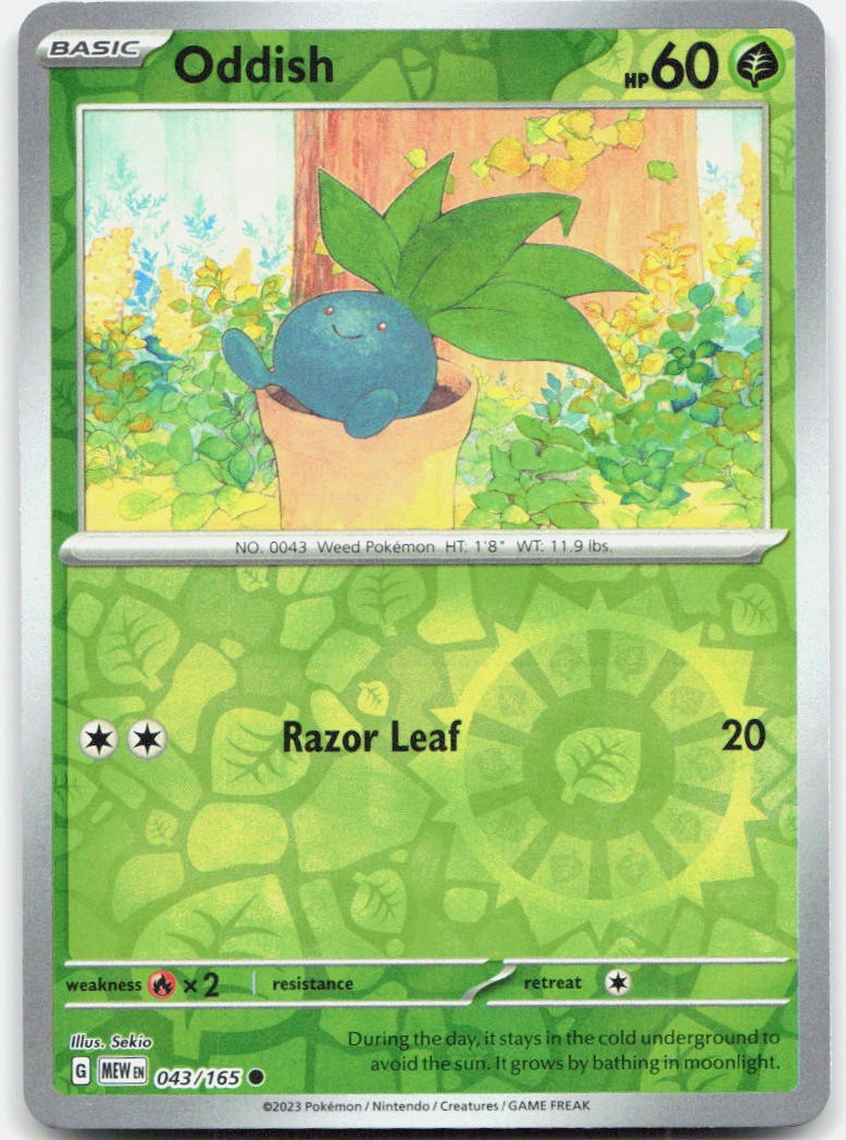 Oddish 043/165 Common 151 Pokemon Reverse Holo Near Mint