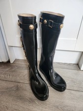 Hunter Regent Hurlingham Black Knee High Women's Patent Wellington Boots UK 7