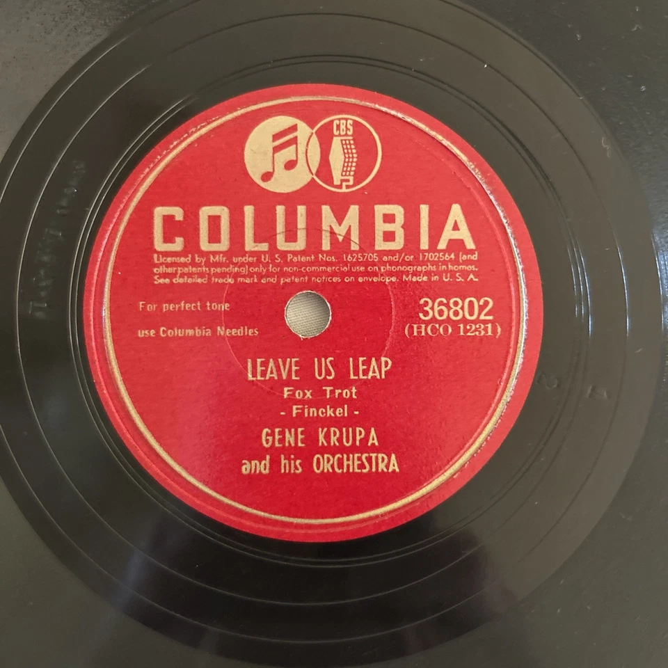 10" 78 RPM-Gene Krupa Jazz Trio-Dark Eyes/Leave Us Leap/Columbia 36802 Vg+ Foto 4 de 4