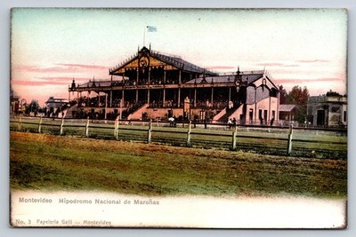 Montevideo Hipodromo Nacional Maronas Grandstand Uruguay Postcard c1910