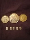 1 Oz Silver Round, 5 1gram Silver Bars, 2xs 90% Silver Us Half Dollars.
