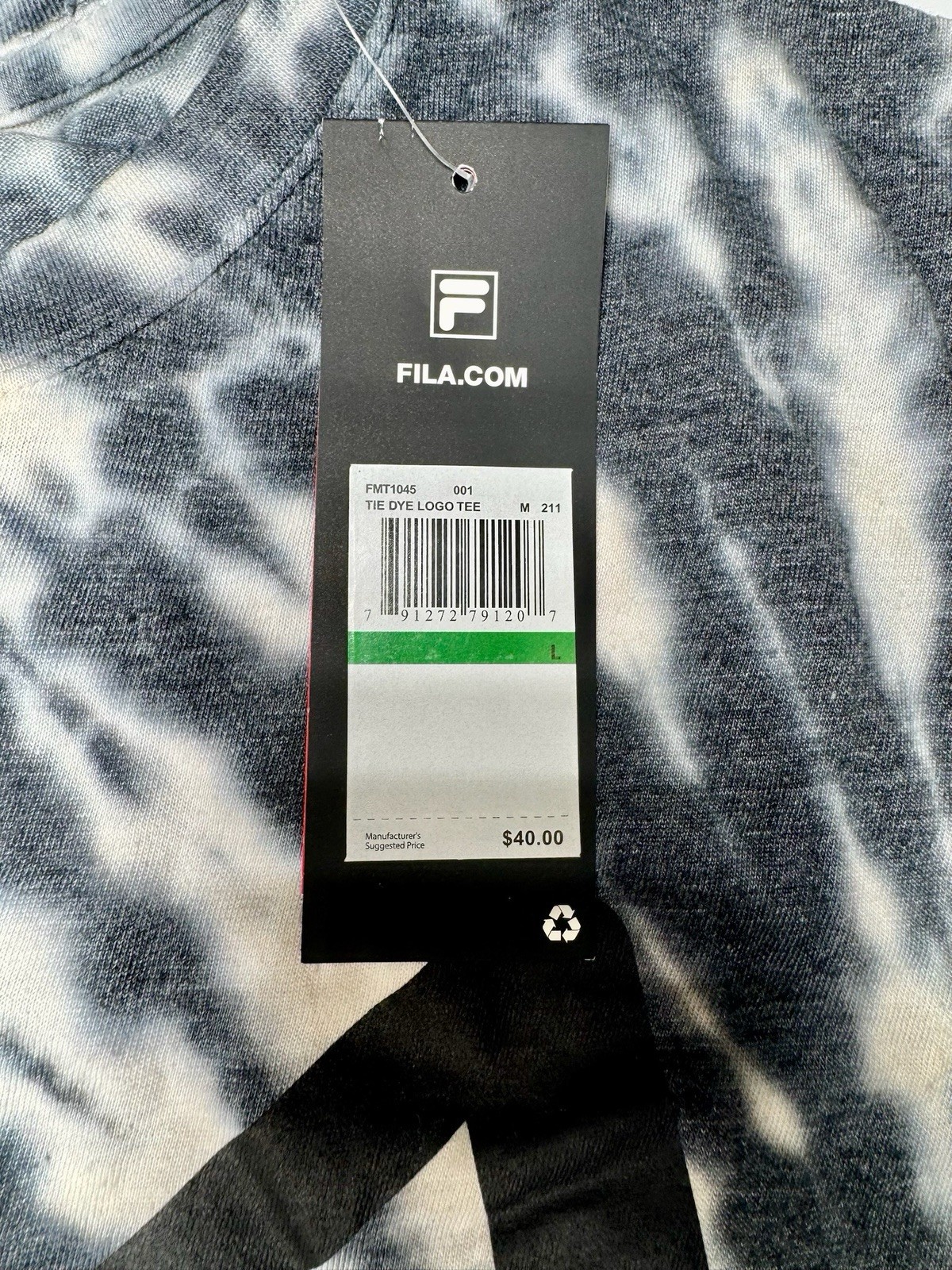 FILA T Shirt Maglietta Uomo Grande Spell Out Tie Dye Nero Bianco Logo Nuova con etichette