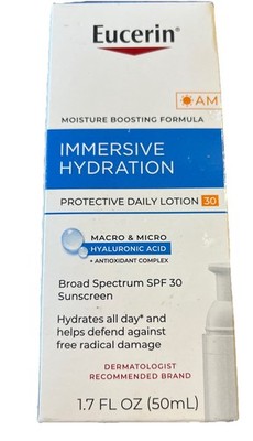 Eucerin Face Immersive Hydration Daily AM Lotion SPF 30 Sunscreen-2.5oz-exp 2027