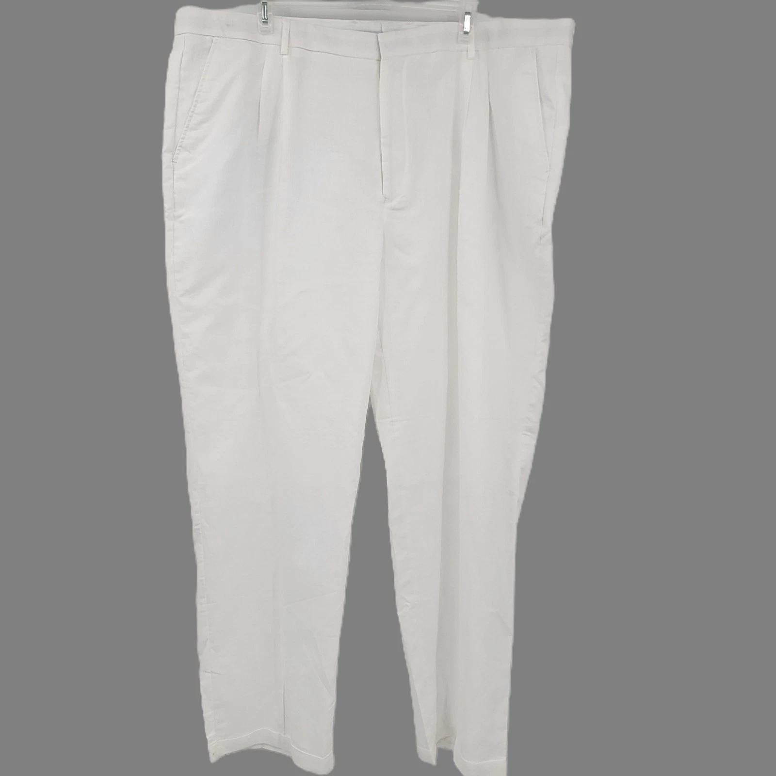 Mens White Linen Pants 52x34 Pleated Cuffed NWT Resort Beach Wedding Cruise