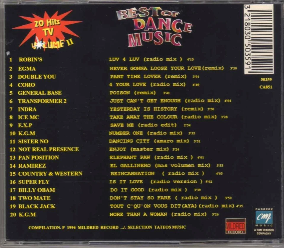 Compilation - Best Of Dance Music Volume 2 - CD - 1994 - Eurodance France - Photo 2/2
