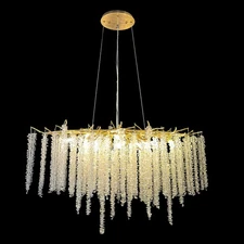 Luxury Gold Linear Crystal Chandelier 40"