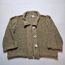 Habitat Clothes to Live In Chunky Knit Cardigan Sweater Jacket Marled Green Med