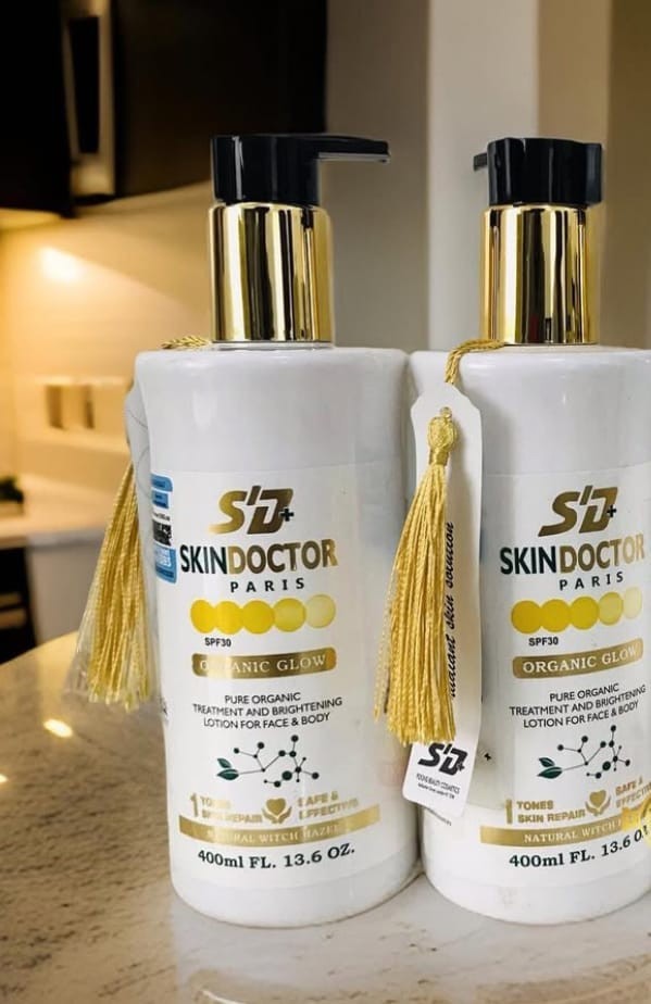 Lait Corporel SkinDoctor Organic Glow - éclaircissant Ultra - 400ml - Neuf
