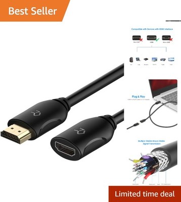High-Speed HDMI Extension Cable 3FT   Male to Female with Ethernet Connectivity