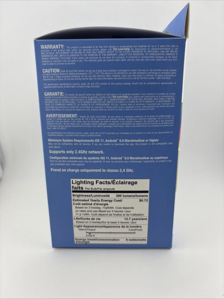 Smart WIFI Lightbulb Color Changing LED Filament & Globe Bulb G30 Feit Electric - Image 2 of 4