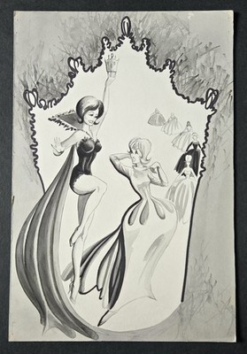 Vintage Painting Sketch Original Fashion Costume Design