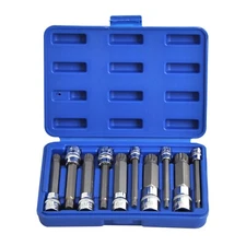 1/4" 3/8" 1/2" Square Drive Tamper Proof XZN  Spline Socket Bit Set 4 in Length