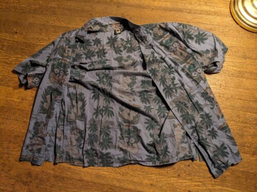 Vintage Hawaiian Luau Aloha Shirt Men's size Large by Metro One Palm Tree Flower - Picture 3 of 6