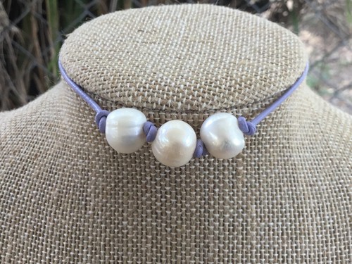 Dreifache Süßwasserperlen Leder geknotet Halskette mit Schmuckkästchen - Bild 9 von 180