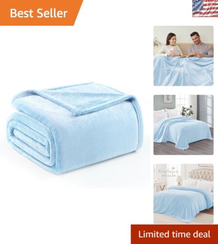 All-Season Twin Fleece Throw Blanket - Soft Ice Blue Design for Travel and Home