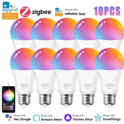 18W Zigbee LED Smart Bulb E27 RGB Dimmable Cool White Lamp DE