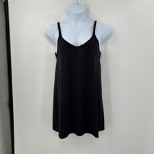 Vanity Faire Slip Dress 10 Black Satin Romantic Y2K Coquette Minimalist Gothic