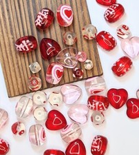 Glass Heart Beads 13 18mm Mix 50 pcs Lampwork Love Valentine Jewelry Craft