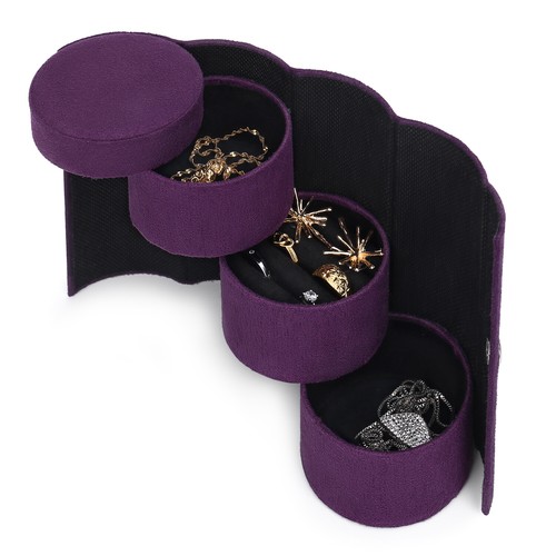Estuche organizador de caja de joyas de viaje portátil con rollo cilíndrico adornos - Imagen 10 de 15