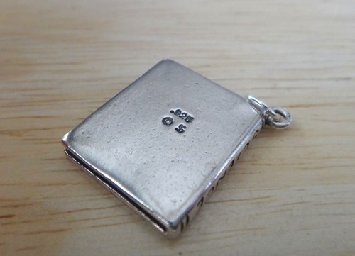 Libro escolar de plata esterlina 3D 22x15 mm 7 gramos dice que la ciencia tiene encanto atómico - Imagen 3 de 3