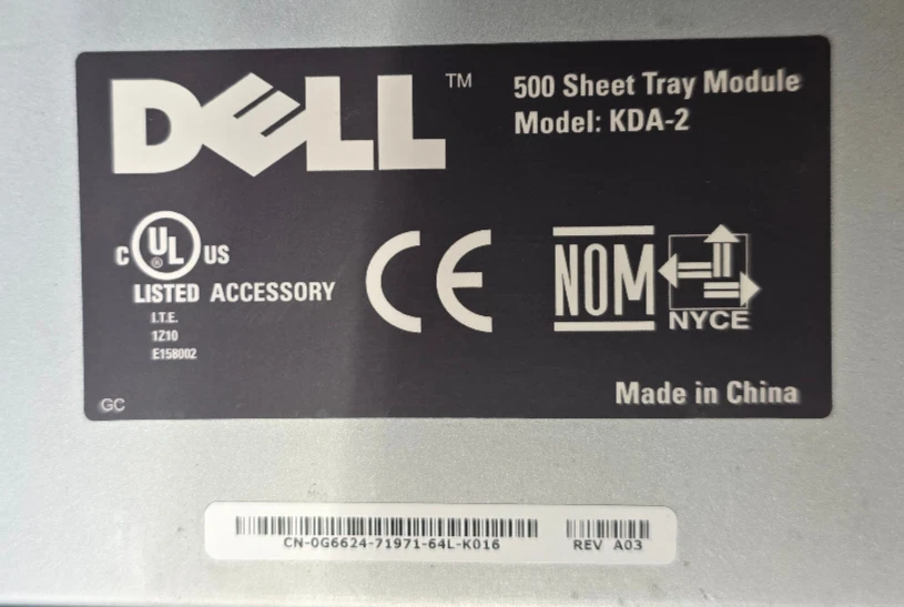 Dell 5100CN 5110CN 500 Sheet Tray Module KDA-2 CN-0G6624-71971-64L-K016 - Image 2 of 4