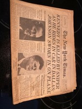 NY Times Kennedy is Killed by Sniper 1963