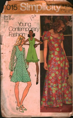 5015 Vintage Simplicity Sewing Pattern Misses Dress Empire Seamed Sleeve Variety