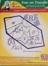 Aunt Martha's Hot Iron Transfer 9240 Assorted Alphabets NEW